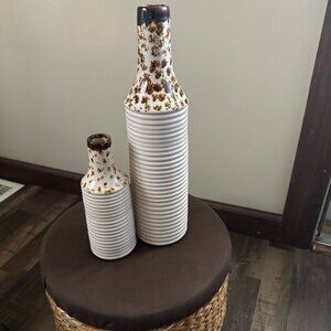 Elegant Cream and Brown Ceramic Vase Set